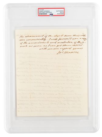 Lot #7 James Monroe Autograph Letter Signed as