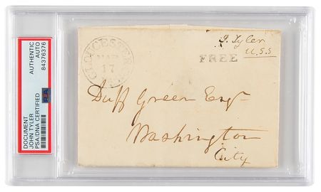 Lot #14 John Tyler Signed Free Frank as a Virginia