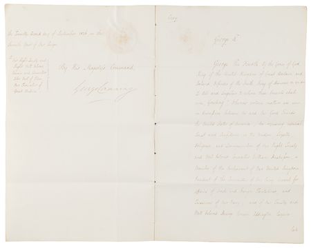 Lot #185 King George IV Document Signed, Authorizing Diplomatic Negotiations with the United States (1826) - Image 2