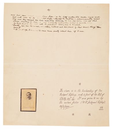 Lot #532 Rudyard Kipling Handwritten Manuscript