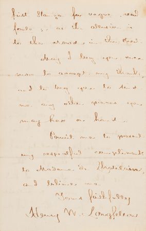 Lot #535 Henry Wadsworth Longfellow Autograph Letter Signed on 