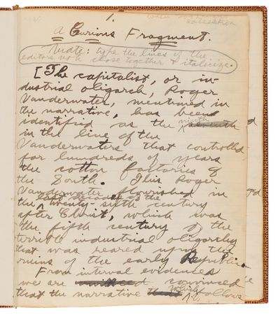 Lot #534 Jack London Autograph Draft Manuscript Signed for A Curious Fragment: 
