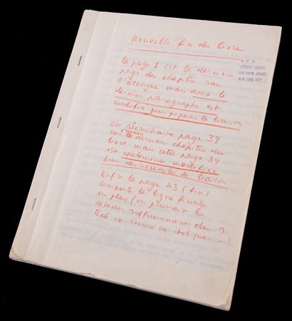 Lot #541 Antoine de Saint-Exupery Hand-Annotated and Signed Typescript Draft for Wind, Sand and Stars - Image 2
