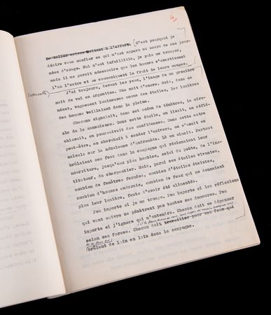 Lot #541 Antoine de Saint-Exupery Hand-Annotated and Signed Typescript Draft for Wind, Sand and Stars - Image 4