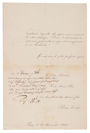 Lot #231 Pope Pius IX Autograph Letter Signed