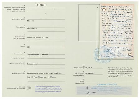 Lot #525 Charles Dickens Autograph Letter Signed: 