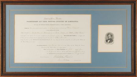 Lot #22 Franklin Pierce Document Signed as