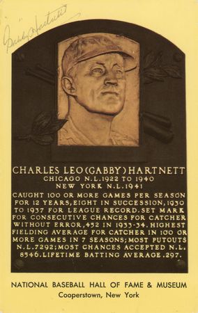 Lot #767 Gabby Hartnett Signed Hall of Fame Plaque
