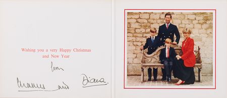 Lot #206 Princess Diana and King Charles III Signed Christmas Card (1990) - Image 1
