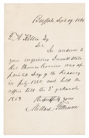 Lot #20 Millard Fillmore Autograph Letter Signed