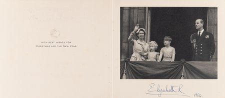 Lot #212 Queen Elizabeth II Signed Christmas Card (1954) - Image 1