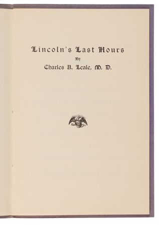 Lot #27 Lincoln's Last Hours by Charles A. Leale with 1869 Our American Cousin Pamphlet - Image 2