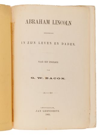 Lot #28 Abraham Lincoln: 1865 Dutch Biography Published by Jan Leendertz - Image 2