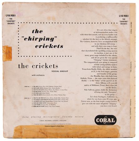 Lot #611 Buddy Holly Signed Album - The ‘Chirping’ Crickets - Image 2