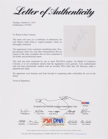 Lot #242 Martin Luther King, Jr. Signed Program for His 1966 Bridgeport Civil Rights Speech - Image 2