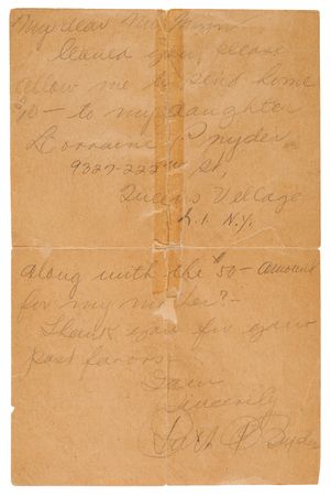 Lot #391 Ruth Snyder Archive: Autograph Letter Signed, Sing Sing Prison Account Statements, and Official 'Legal Electrocution' Death Notices - The Inspiration for 'Double Indemnity' - Image 2