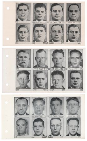 Lot #404 American Gangsters and Criminals: 1934 Higgins’ Pocket Gallery Mugshot Sheets (11) Featuring Frank Carbo, Vincent Mangano, Joseph Profaci, and Moe Sedway - Image 1