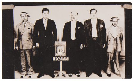 Lot #430 Francesco 'Skyball' Scibelli Original 1934 New York City Police Lineup Photograph with His Gang - Image 1