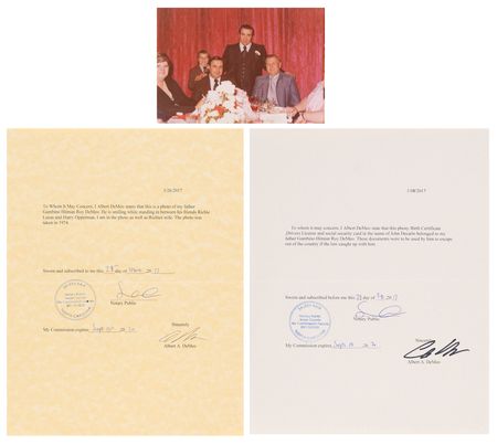 Lot #456 Roy DeMeo Original Unpublished Family Photograph and (3) False “John De Carlo” Escape Identity Documents - Image 2