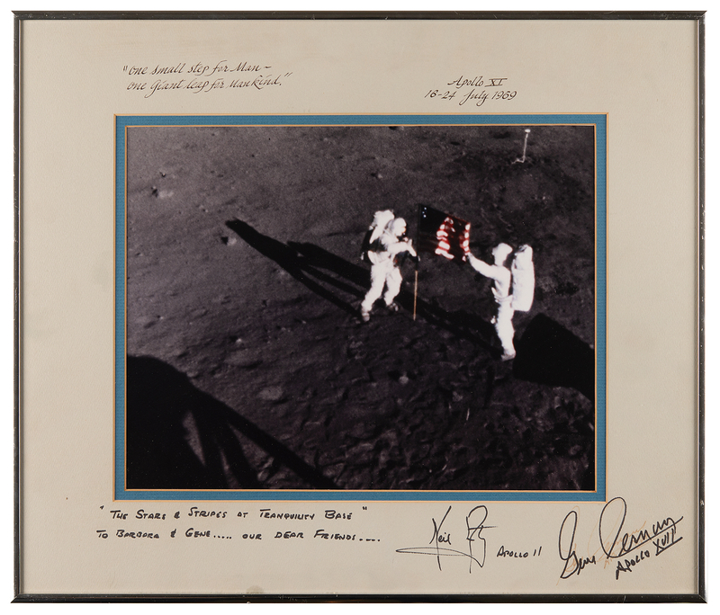 Lot 6136 Neil Armstrong and Gene Cernan Signed Oversized Photograph Display - From the Personal Collection of Gene Cernan