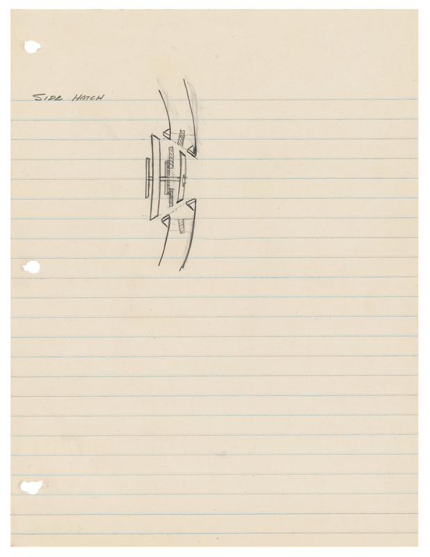 Lot 6042 Gordon Cooper Original Sketch of the Mercury Capsule 'Side Hatch'