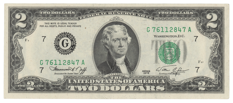Lot 6466 Blue Origin NS-13 Flown $2 Dollar Bill
