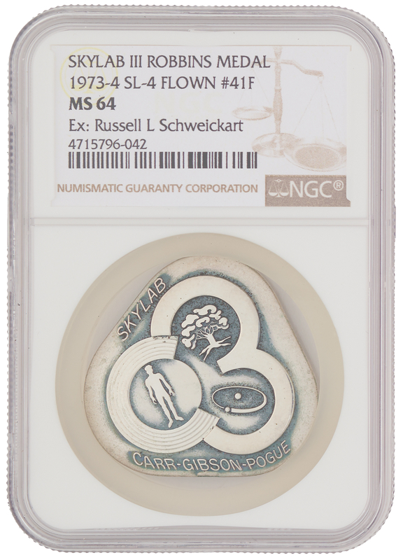 Lot 6360 Skylab 4 Flown Robbins Medallion - From the Personal Collection of Rusty Schweickart - NGC MS 64
