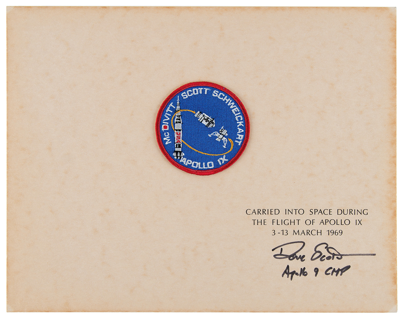 Lot 6118 Apollo 9 Flown Patch Presentation - Signed and Flight-Certified by Dave Scott