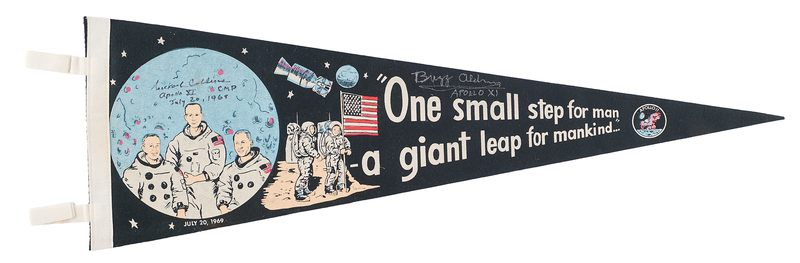 Lot 6166 Buzz Aldrin and Michael Collins Signed 1969 Moon Landing Pennant