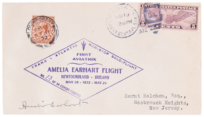 Lot 6006 Amelia Earhart Signed Flown Airmail Cover Carried on Her Historic Solo Transatlantic Flight (Ltd. Ed #13/50)