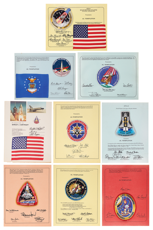 Lot 6391 Space Shuttle Collection of (10) Flown Flags and Mission Patches