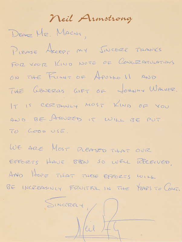 Lot 6140 Neil Armstrong Autograph Letter Signed on 