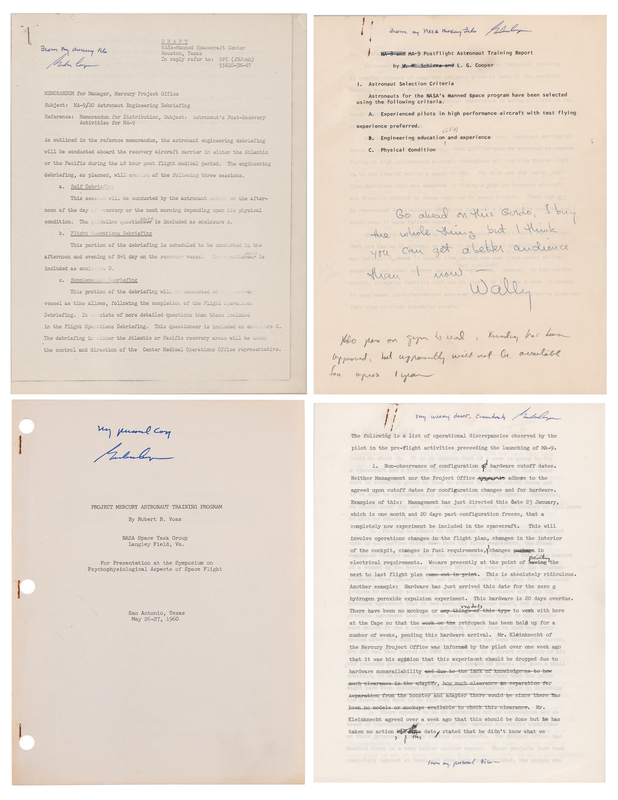 Lot 6031 Gordon Cooper's (4) Project Mercury and Mercury-Atlas 9 Typescript Reports for His Faith 7 Mission