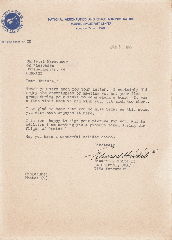Lot 6069 Edward H. White II Typed Letter Signed