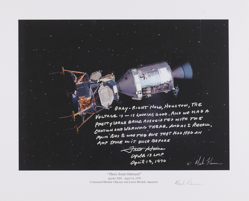 Lot 6220 Fred Haise Signed Print - 'Three Souls Onboard' - 16˝ x 13˝