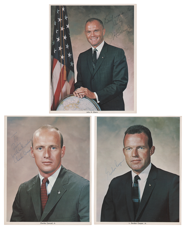 Lot 6076 John Glenn, Charles Conrad, and Gordon Cooper (3) Signed Photographs