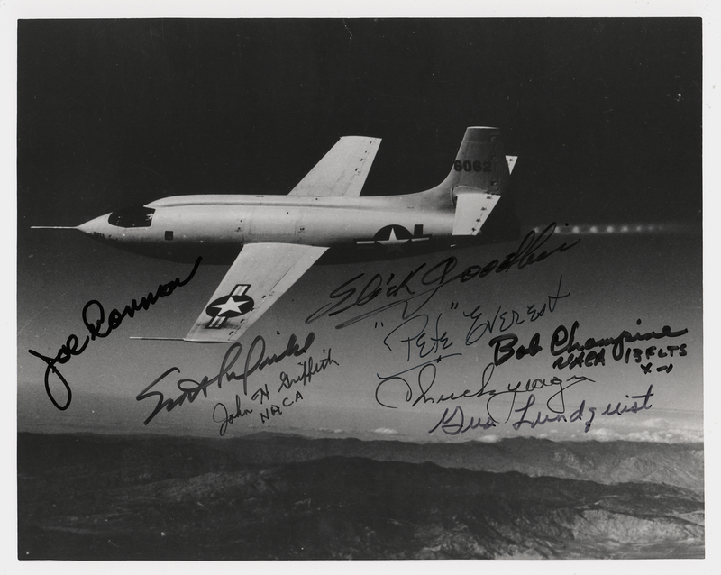 Lot 6014 Chuck Yeager and (7) Test Pilots Signed Bell X-1 ‘Glamorous Glennis’ Photograph