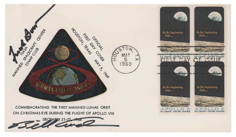 Lot 6099 Bill Anders and Frank Borman Signed 'Apollo 8' First Day Cover