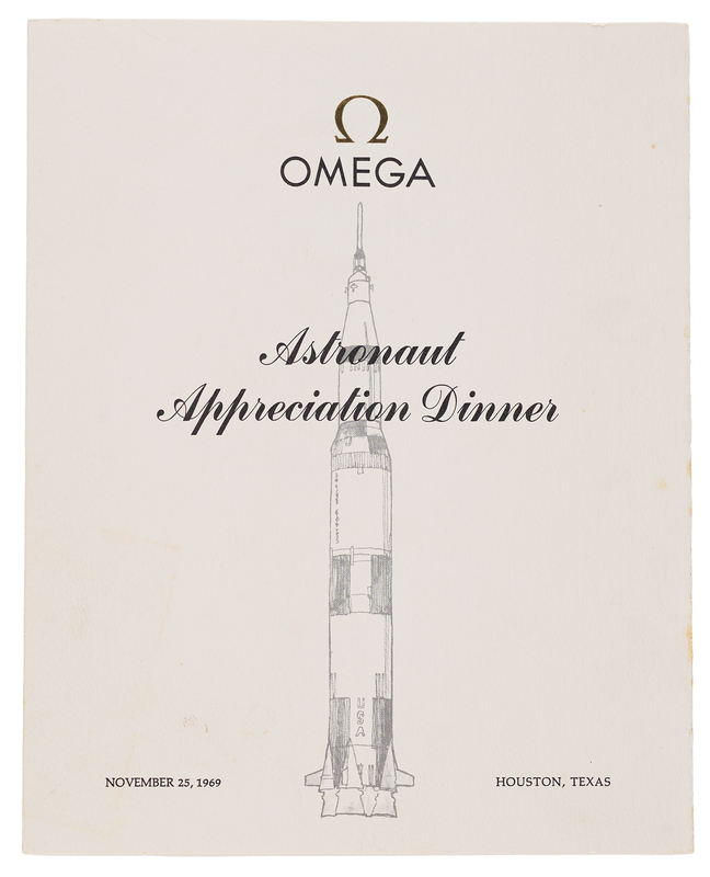 Lot 6324 Omega Apollo Astronaut Appreciation Dinner Menu