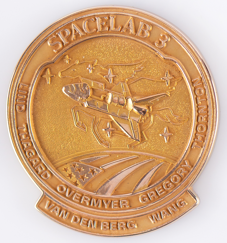 Lot 6400 STS-51-B Flown Gold Robbins Medallion - From the Personal Collection of William E. Thornton