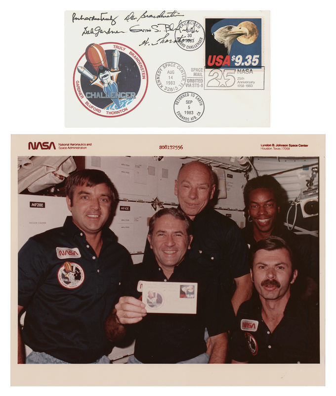 Lot 6430 STS-8 Crew-Signed Flown Cover - 1 of 10 Examples -  From the Personal Collection of William E. Thornton