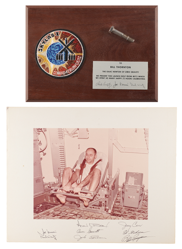 Lot 6358 Skylab 2 Flown Bolt and Oversized Crew-Signed Photograph - From the Personal Collection of William E. Thornton, 