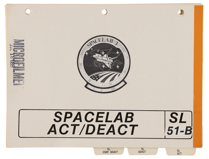 Lot 6425 STS-51-B Spacelab Act/Deact Checklist [Attested Flown] - From the Personal Collection of William E. Thornton