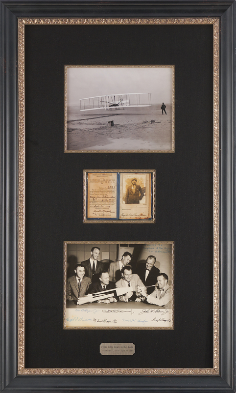 Lot 6030 Mercury Seven Fully Signed Photograph and Orville Wright Signed 1926 Pilot’s License