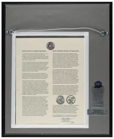 Lot #6263 Apollo 15 Lunar Landed Flag and Lunar Orbited Metal Robbins Medallion  - From the Personal Collection of Dave Scott - Image 2