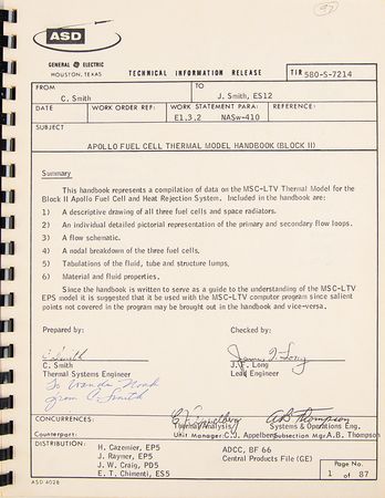 Lot #6325 Apollo Fuel Cell Thermal Model Handbook (Block II) - Image 2