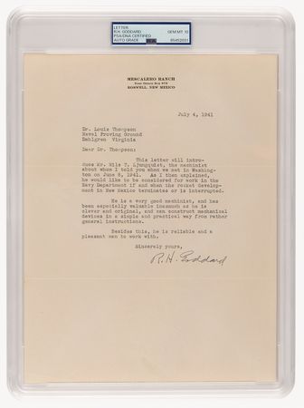 Lot #6443 Robert H. Goddard War-Dated Typed Letter