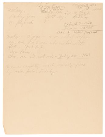 Lot #6003 Charles Lindbergh: Donald Albert Hall's Spirit of St. Louis Time Sheet and Movie Consulting Notes - Image 5