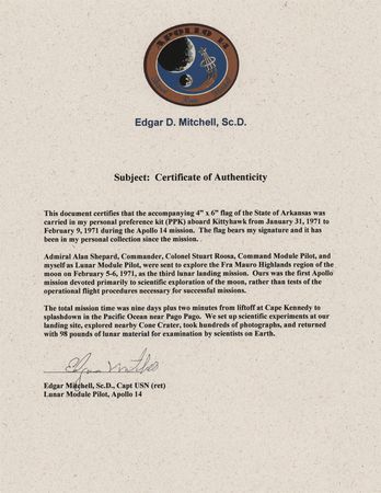 Lot #6232 Apollo 14 Flown State Flags (20) - From the Personal Collection of Edgar Mitchell - Image 3