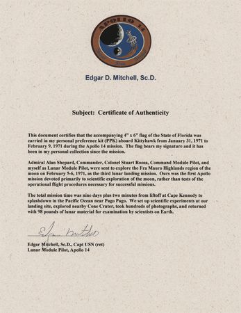 Lot #6232 Apollo 14 Flown State Flags (20) - From the Personal Collection of Edgar Mitchell - Image 4